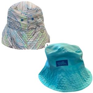 UV SKINS Reversible Boys Bucket Hat Sz 6 Aqua / Dinosaurs.